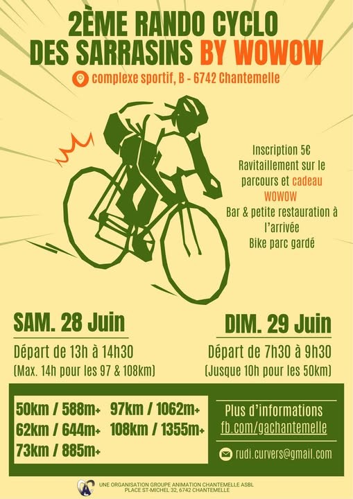Cyclo à Chantemelle les 28 et 290625