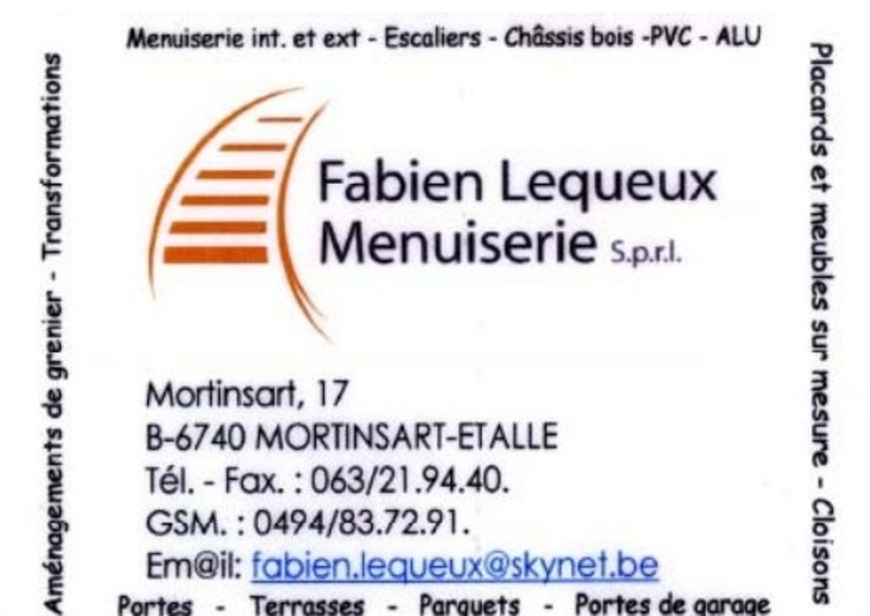 Fabien Lequeux - Menuiserie - Mortinsart -Etalle