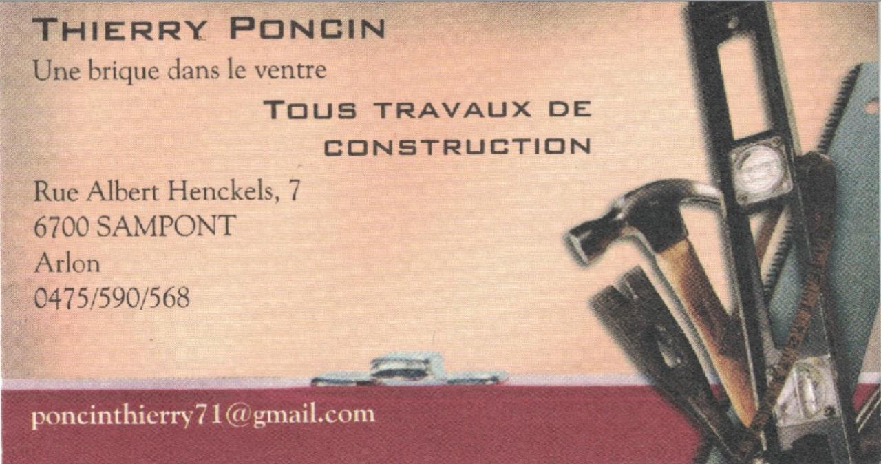 PONCIN Thierry - Travaux de Construction - 6700 SAMPONT