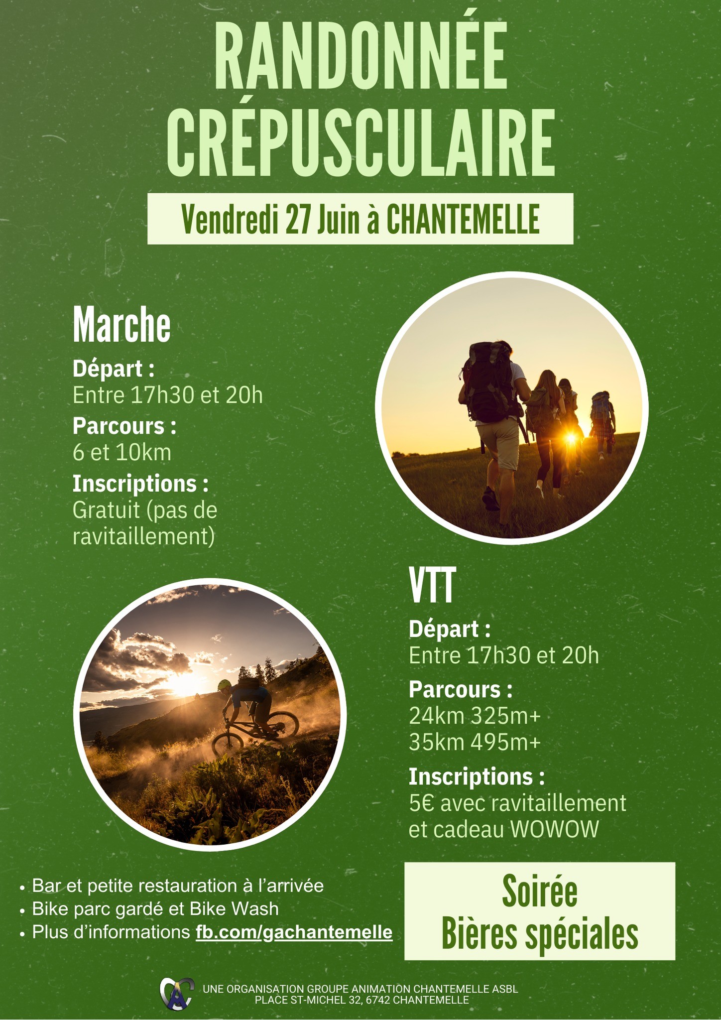 Vtt et marche nocturne à Chantemelle le 270625