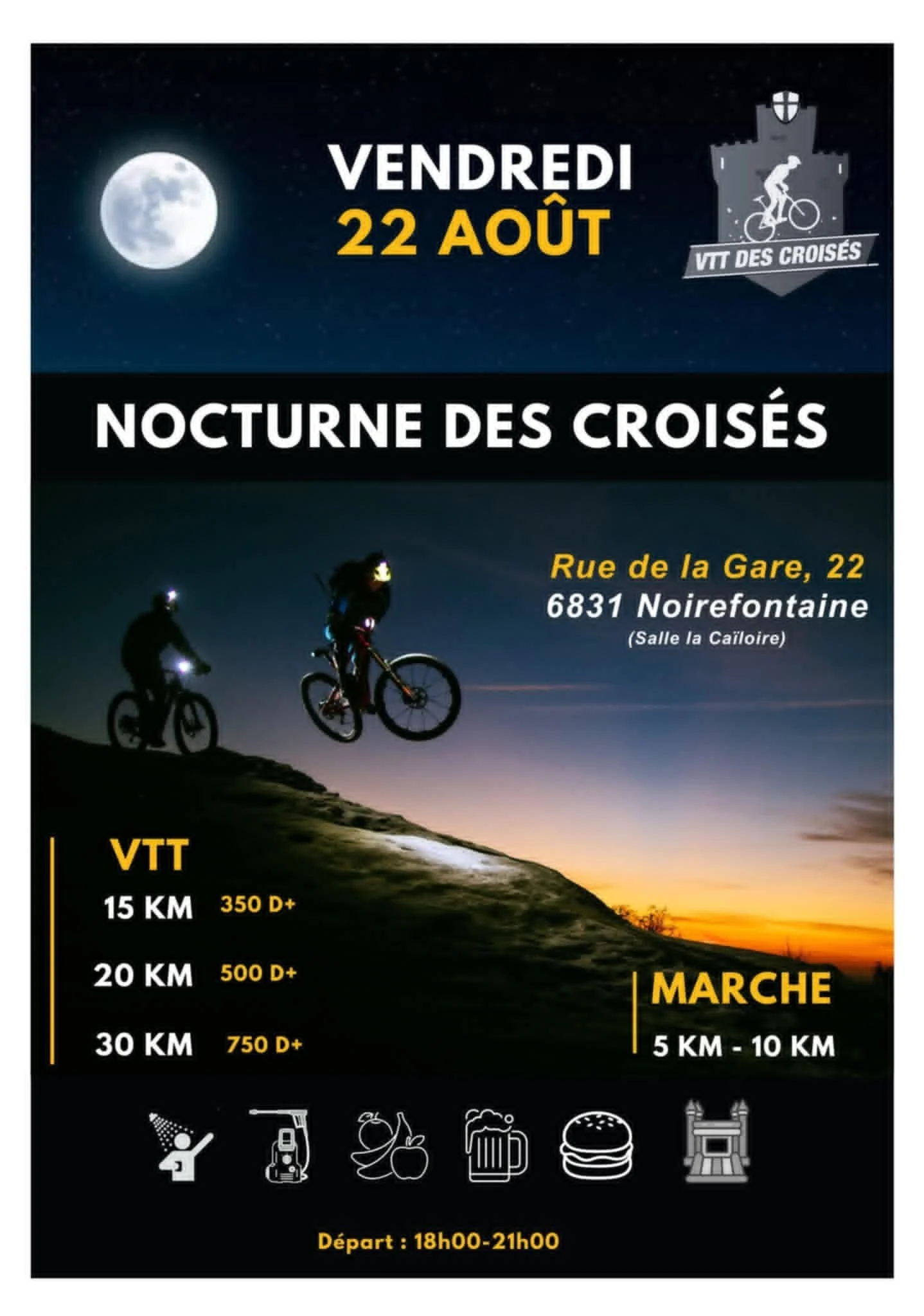 Vtt et marche nocturne à Noirfontaine le 220825