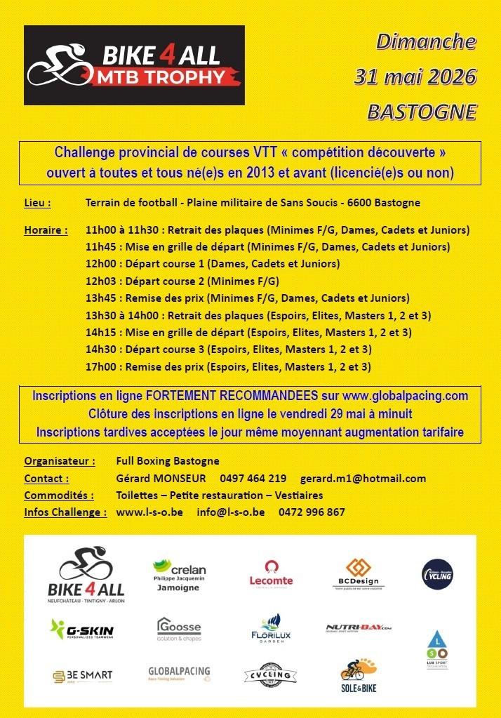 8eme manche du challenge bike4all à Bastogne le 310526