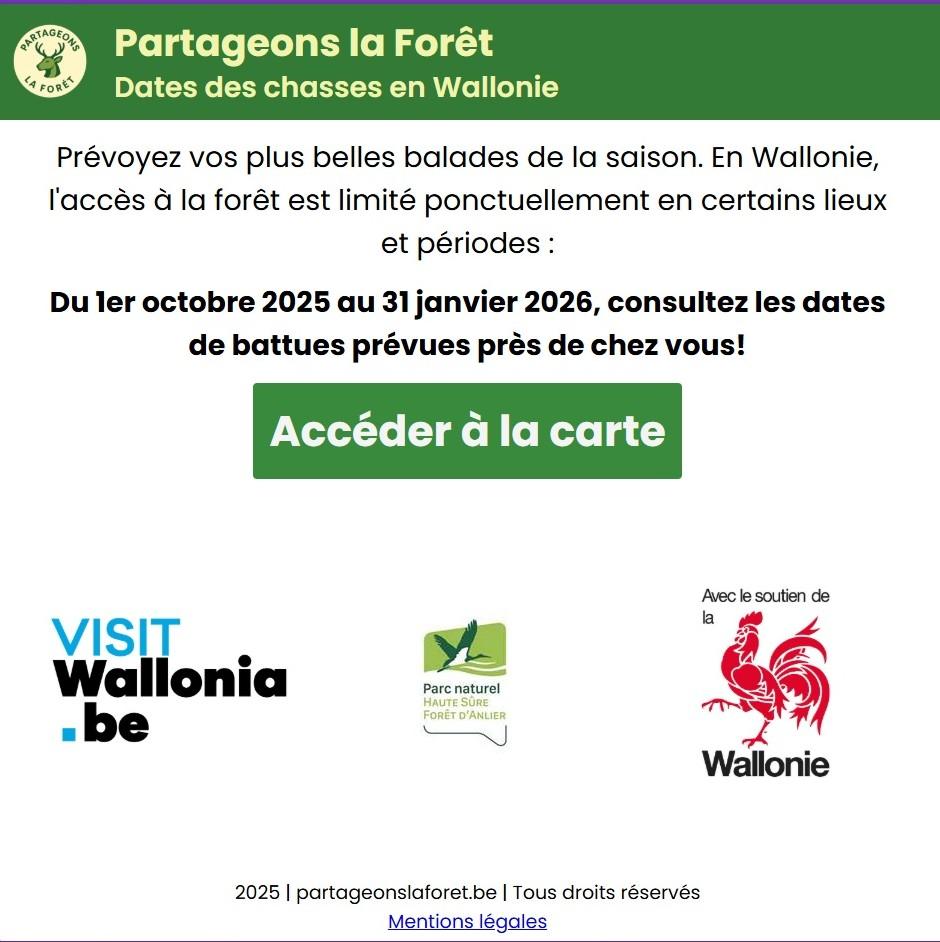 Dates des chasses en wallonie 011025 au 31 12028