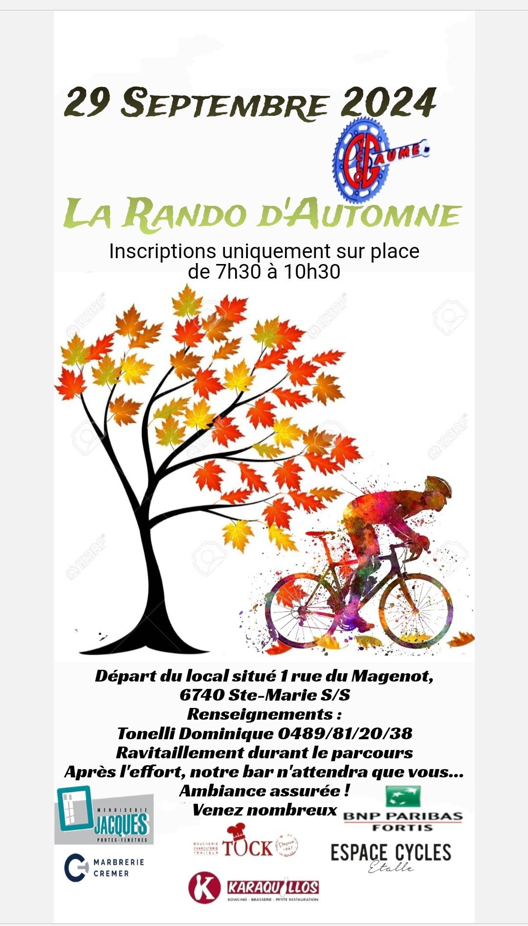 Randonnee cyclo a sainte marie le 290924